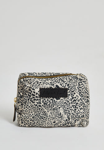 Maya Hidden Leopard Print Cosmetic Bag In Cream