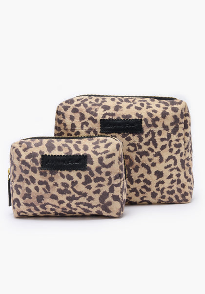 Nola Animal Print Wash Bag In Brown