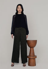 Leon Gold Spot Trousers in Black