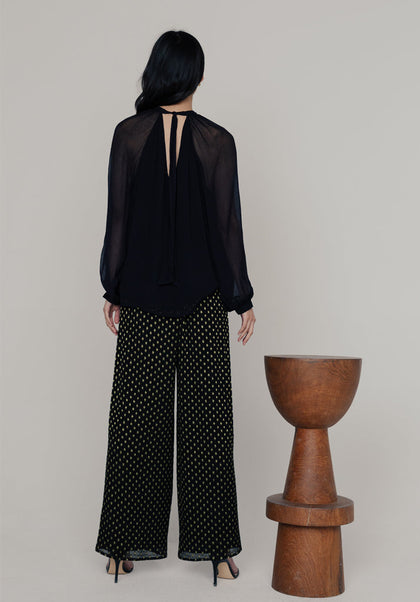 Leon Gold Spot Trousers in Black