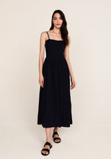 Annie Check Midi Dress in Navy