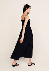 Annie Check Midi Dress in Navy