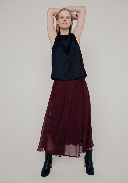 Angelica Midi Skirt in Burgundy